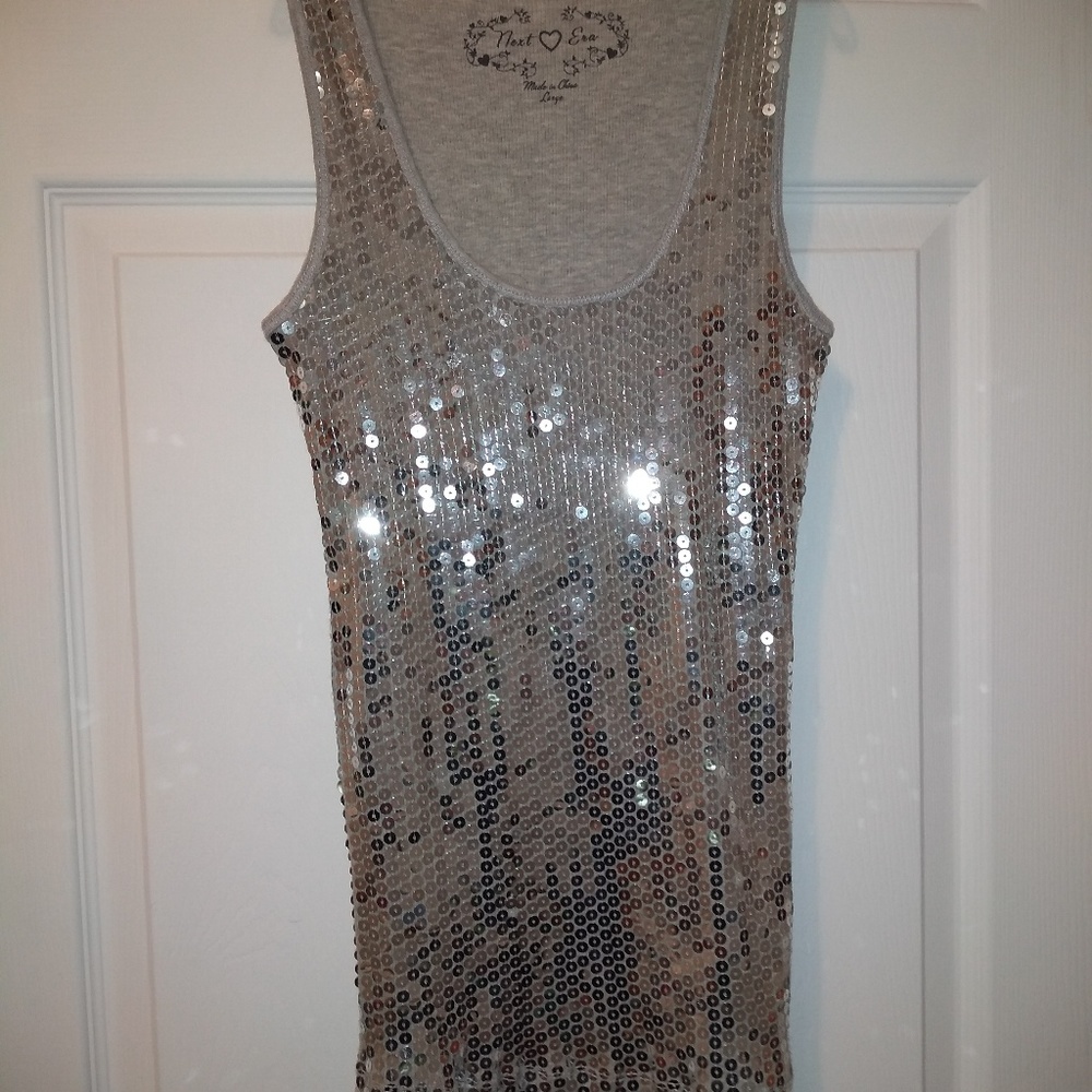 Tank top with silver sequins